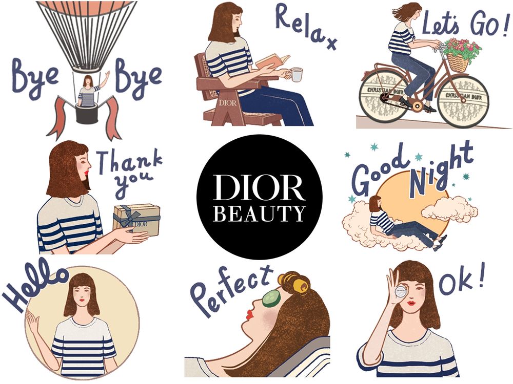 DIOR精品貼圖下載!攜手台灣插畫藝術家打造聯名LINE貼圖,JISOO最愛『迪奧緹花全能修護霜』也可愛置入其中!-2