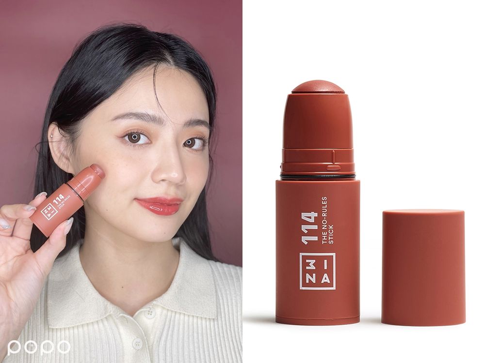 2023開架口紅推薦！3INA最美「114溫柔紅茶烏龍」有新成員了，少女水光唇蜜、好暈染唇頰棒，打造最火韓系濾鏡妝-6
