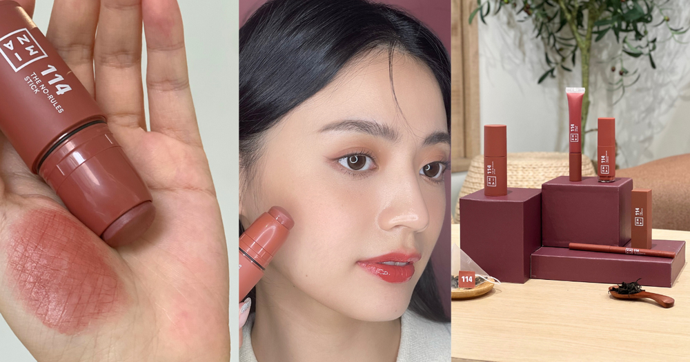2023開架口紅推薦！3INA最美「114溫柔紅茶烏龍」有新成員了，少女水光唇蜜、好暈染唇頰棒，打造最火韓系濾鏡妝-1