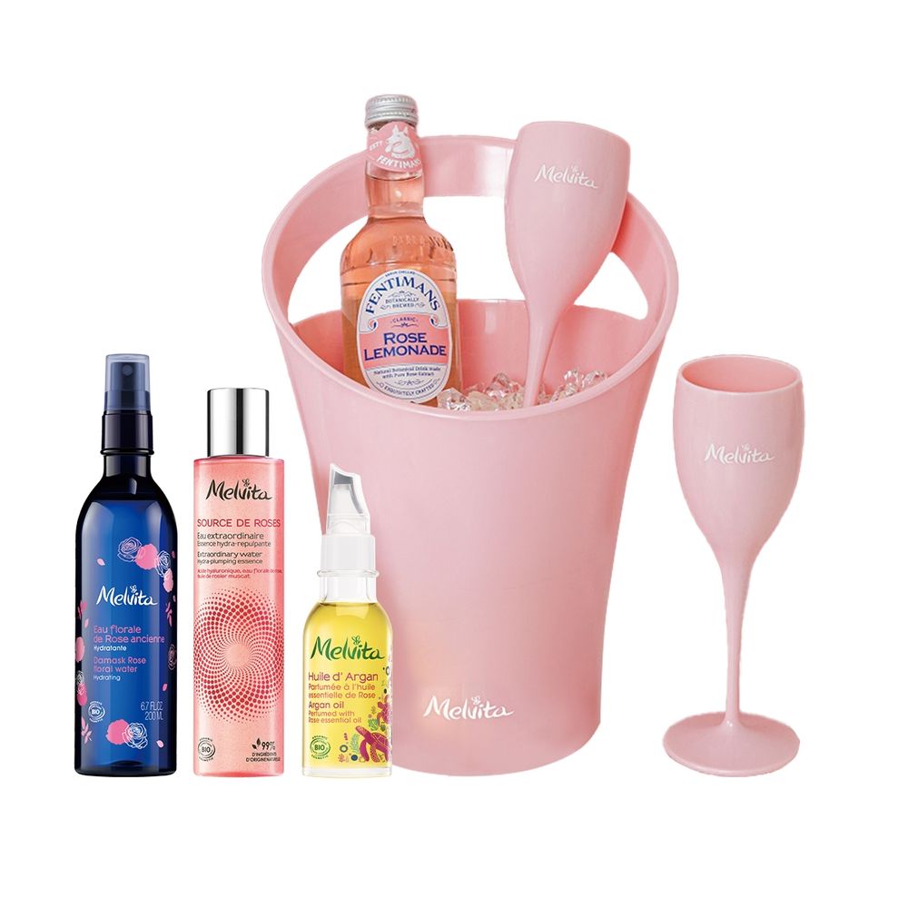 2023周年慶有機保養品組合推薦！Melvita經典玫瑰花水＋保養油，就送你夢幻粉紅氣泡酒杯冰桶組！-12