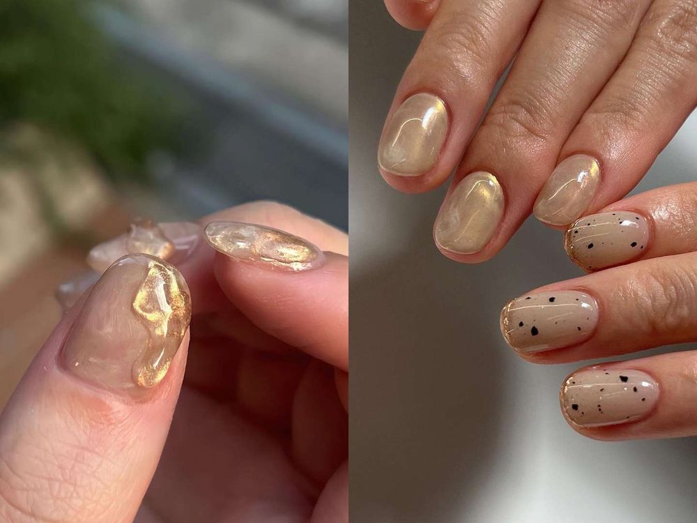 初秋必做美甲圖鑑！水彩區塊暈染、金屬水波紋...，仙氣感滿滿、遠看指尖會發光！-9