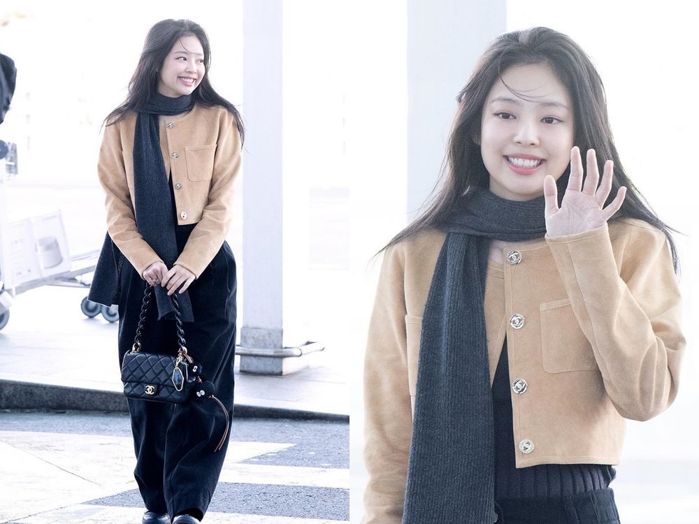 最美社長～Jennie金珍妮現身機場狀態超好！手拎香奈兒包包、準備出席大秀！-18