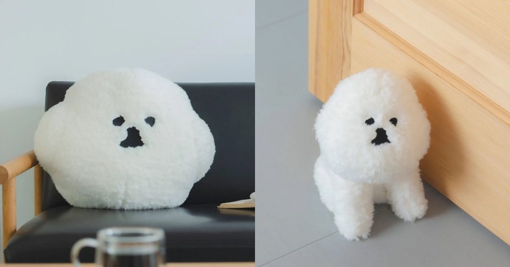 心臟爆擊！日本雜貨品牌推「比熊門擋、比熊抱枕」白胖造型+無辜表情可愛炸！-1