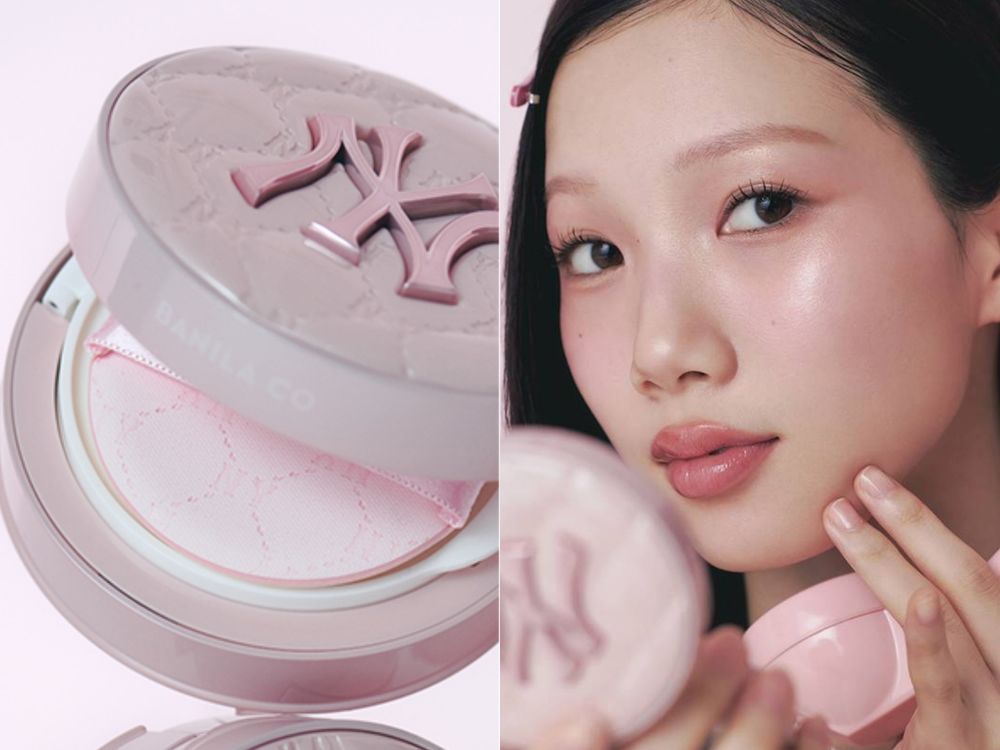 aespa、文佳煐最愛韓牌MLB新款！banila co夢幻嫩粉紅聯名氣墊，閃粉化妝包配一套，手持氣墊補妝、美出天際！-11