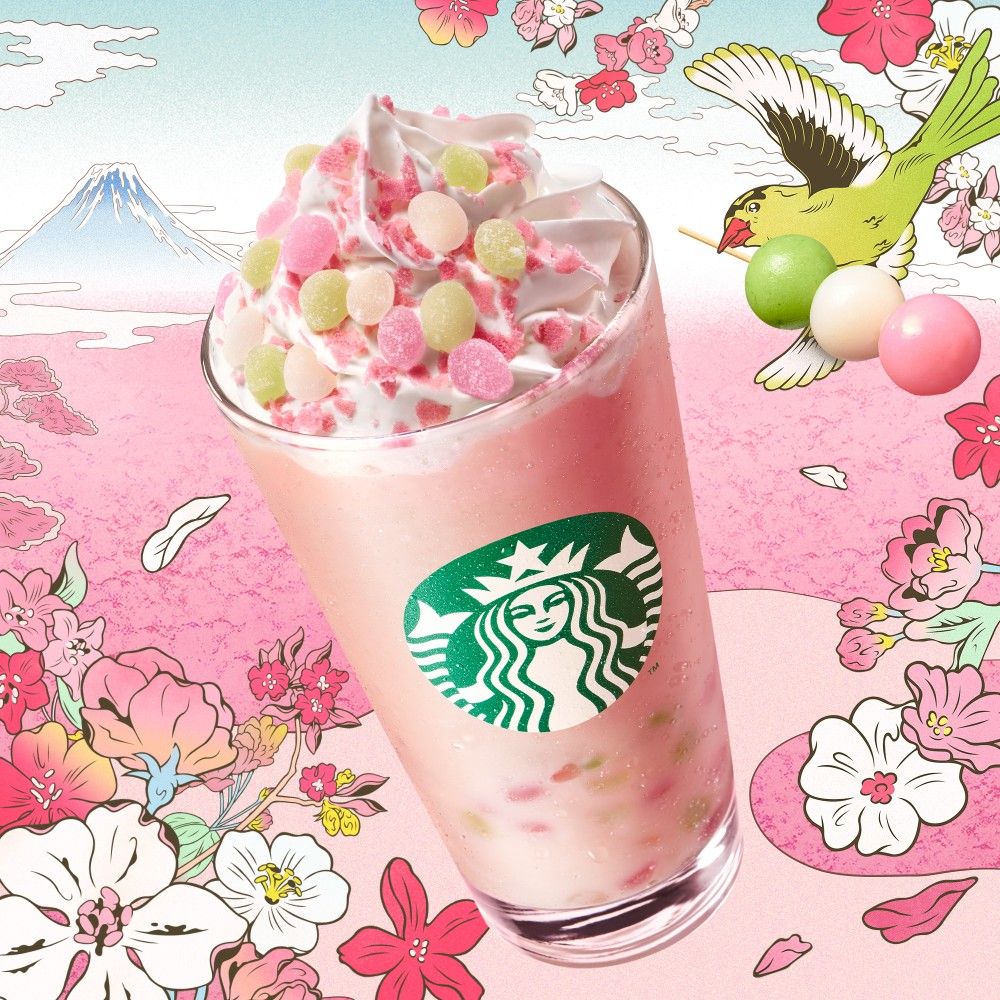 最近要去日本快看！日本星巴克櫻花季新品來了「櫻花糰子星冰樂」超夢幻！-4