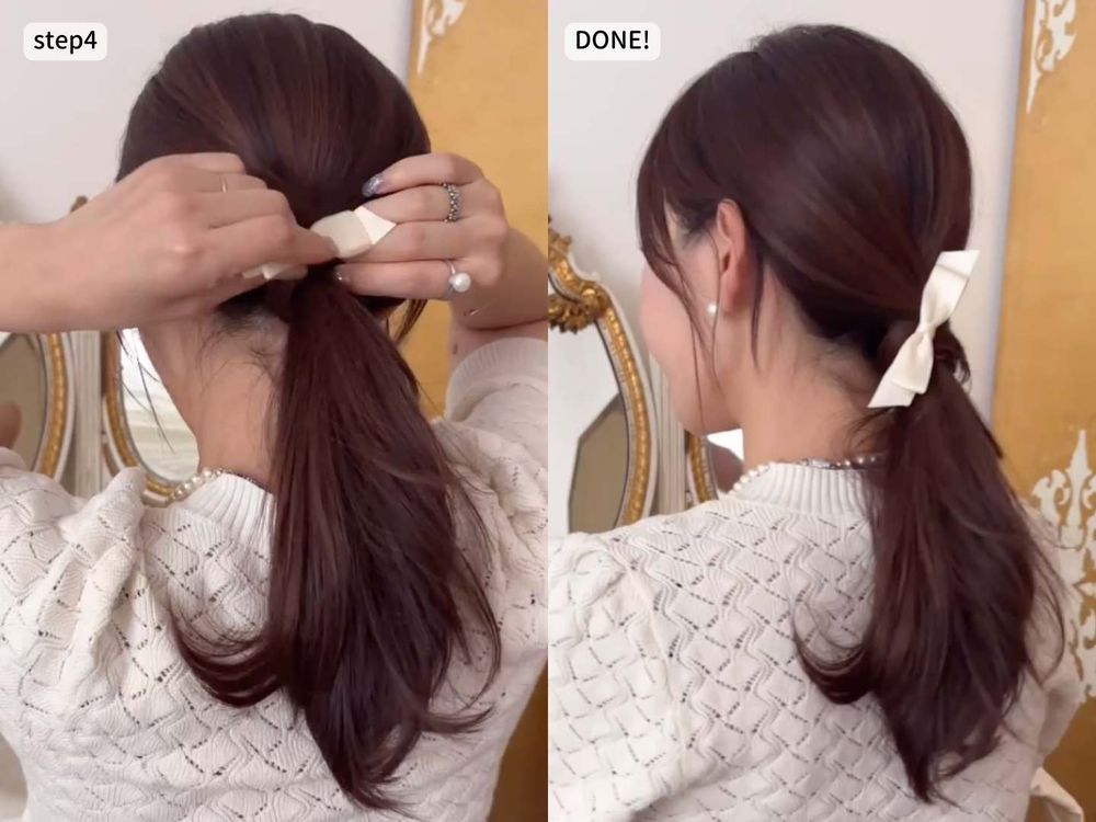 2024韓國正火蝴蝶結綁髮！部落客同款小臉編髮造型，公主頭、麻花辮、丸子頭...，加上蝴蝶結化身韓劇裡的富家千金！-8