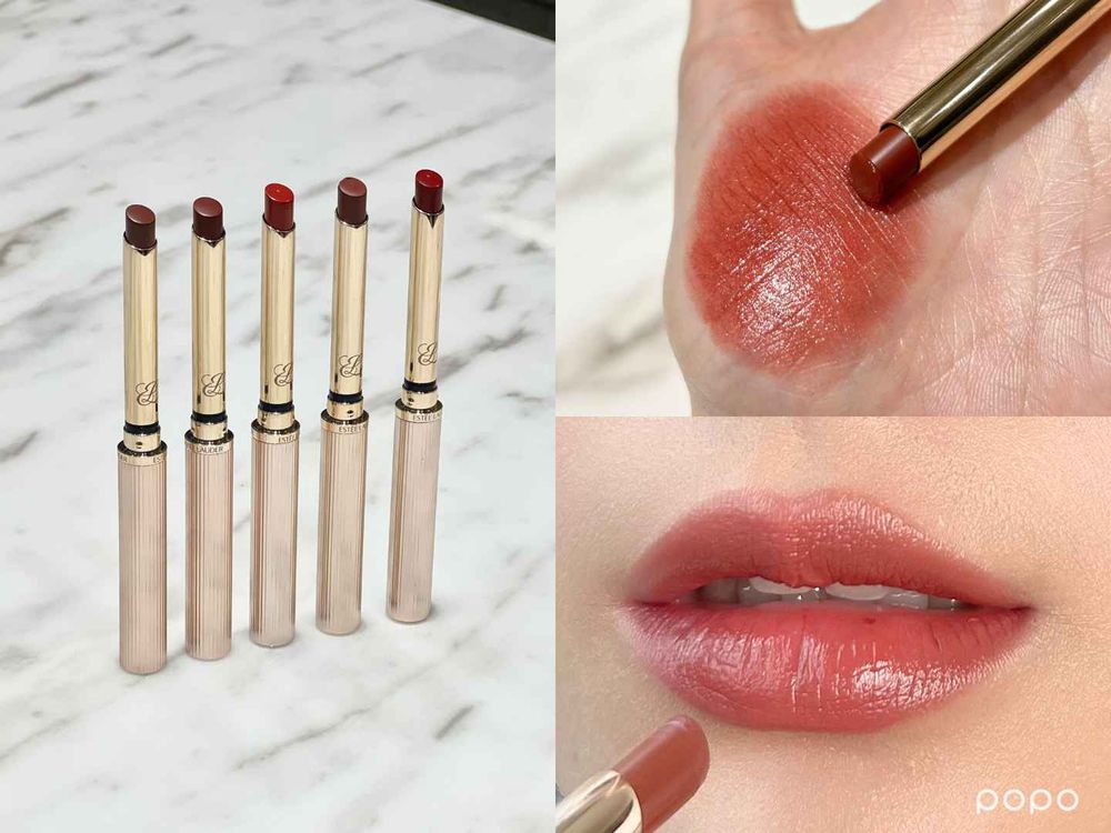 韓國一開賣就完售！雅詩蘭黛超高顏質「細金管」唇膏，高級釉光、精選顯白色號，擦上秒澎唇！-3