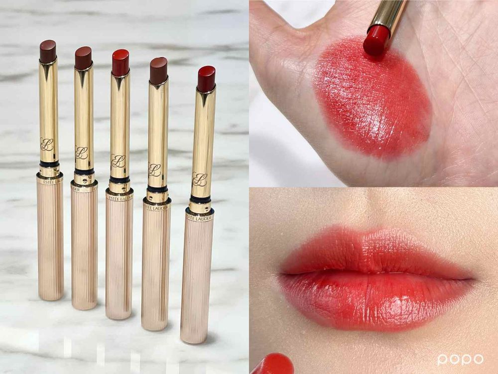 韓國一開賣就完售！雅詩蘭黛超高顏質「細金管」唇膏，高級釉光、精選顯白色號，擦上秒澎唇！-5