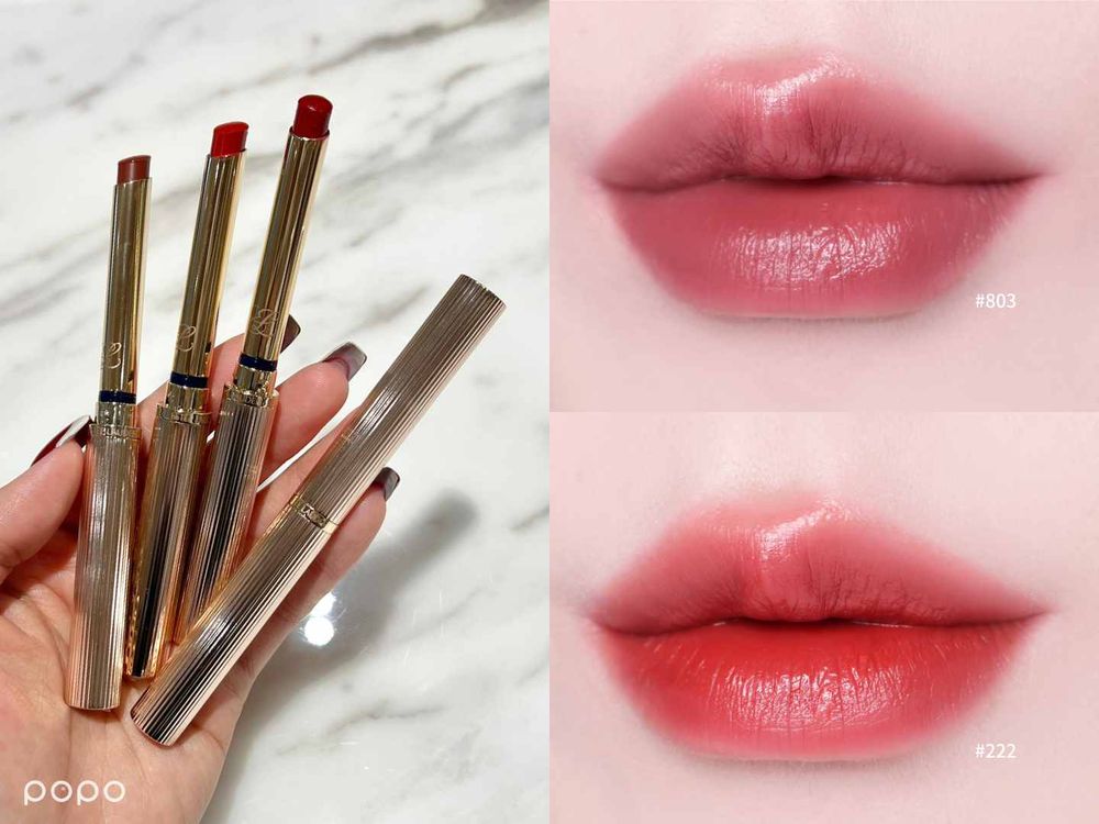 韓國一開賣就完售！雅詩蘭黛超高顏質「細金管」唇膏，高級釉光、精選顯白色號，擦上秒澎唇！-8