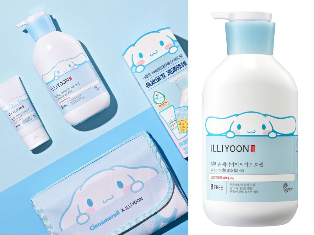 2024三麗鷗聯名美妝！ILLIYOON一理潤最熱賣「舒敏保濕乳液」、「柚子磨砂沐浴露」，大耳狗喜拿、布丁狗爬上瓶身啦！-2