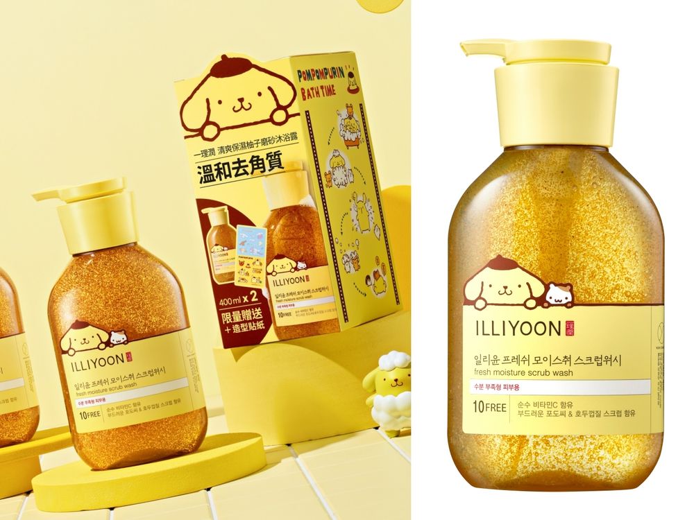 2024三麗鷗聯名美妝！ILLIYOON一理潤最熱賣「舒敏保濕乳液」、「柚子磨砂沐浴露」，大耳狗喜拿、布丁狗爬上瓶身啦！-3