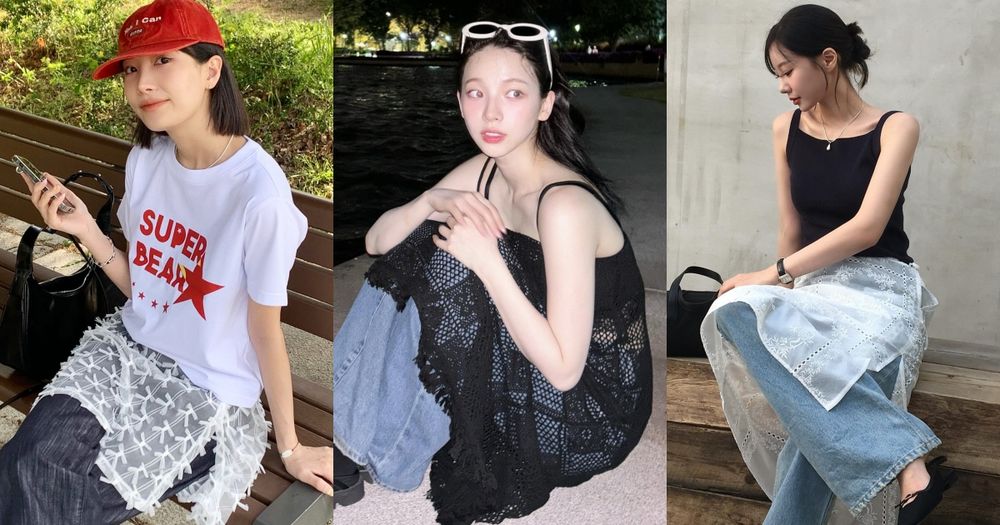 Rosé、Karina韓星最近在瘋「蕾絲裙+褲子」穿搭！街上韓妞真的都這樣穿！-16