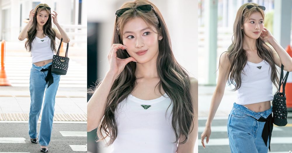 TWICE Sana機場生圖，結實川字腹肌＋九頭身大長腿！曾胖到69kg現變身「人間PRADA」！-1