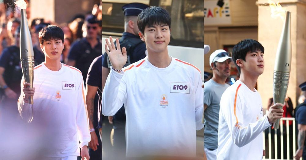 防彈Jin羅浮宮傳遞2024巴黎奧運聖火！法國國慶日擔任第一棒火炬手成韓國唯一人！-1