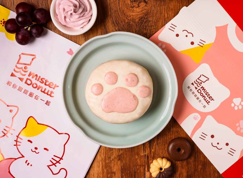 貓奴快衝！Mister Donut新品「貓咪系列甜甜圈」買五送二！貓肉球巧貝、貓掌波堤Q到捨不得吃！-4