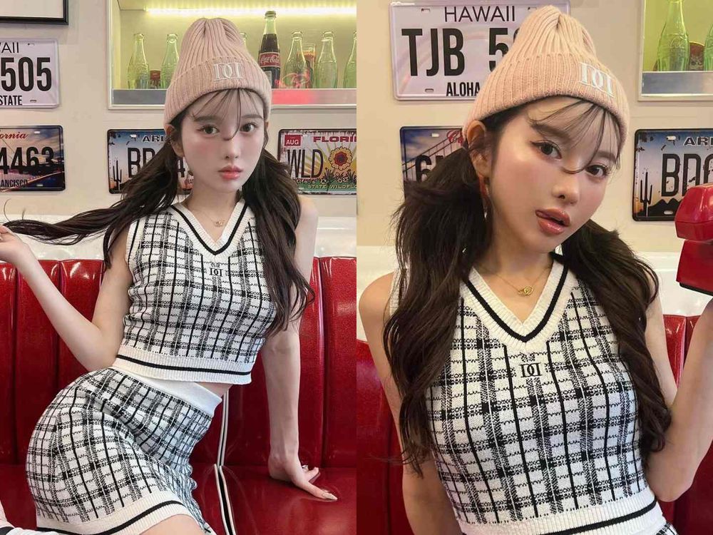 帽子搭髮型超顯小臉！子瑜小臉帽子編髮、Minnie、宮協咲良都愛雙麻花辮，張員瑛這樣綁超出片！-6