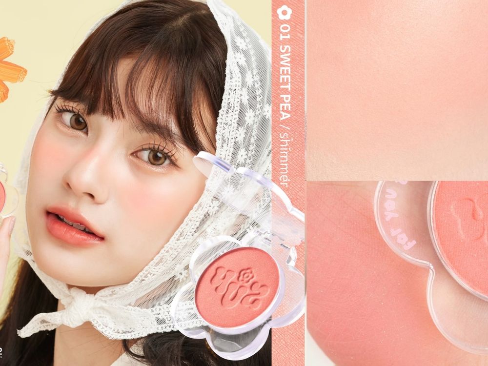 可愛爆擊！4U2「小花腮紅」奶霜玫瑰、溫柔裸橙、仙氣紫粉...，彩妝控少女們必收！-8