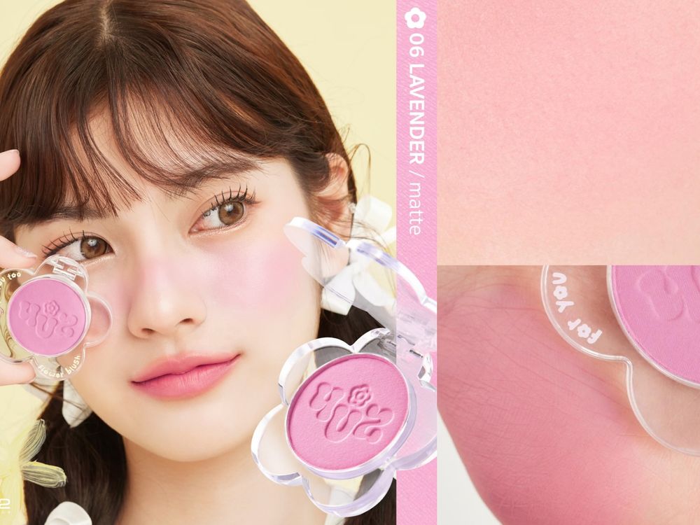 可愛爆擊！4U2「小花腮紅」奶霜玫瑰、溫柔裸橙、仙氣紫粉...，彩妝控少女們必收！-5