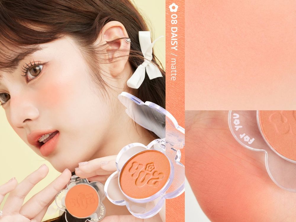 可愛爆擊！4U2「小花腮紅」奶霜玫瑰、溫柔裸橙、仙氣紫粉...，彩妝控少女們必收！-4