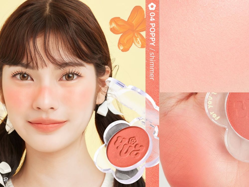 可愛爆擊！4U2「小花腮紅」奶霜玫瑰、溫柔裸橙、仙氣紫粉...，彩妝控少女們必收！-9