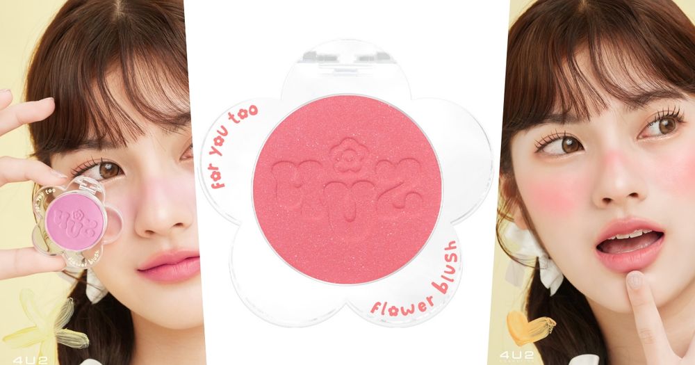 可愛爆擊！4U2「小花腮紅」奶霜玫瑰、溫柔裸橙、仙氣紫粉...，彩妝控少女們必收！-12