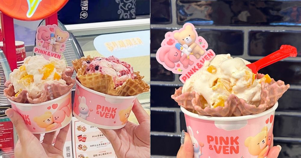 連三天買一送一！COLDSTONE聯名韓國PINK&VEN大耳兔熊熊包裝可愛瘋、聯名口味「桃芒密語」必吃！-1