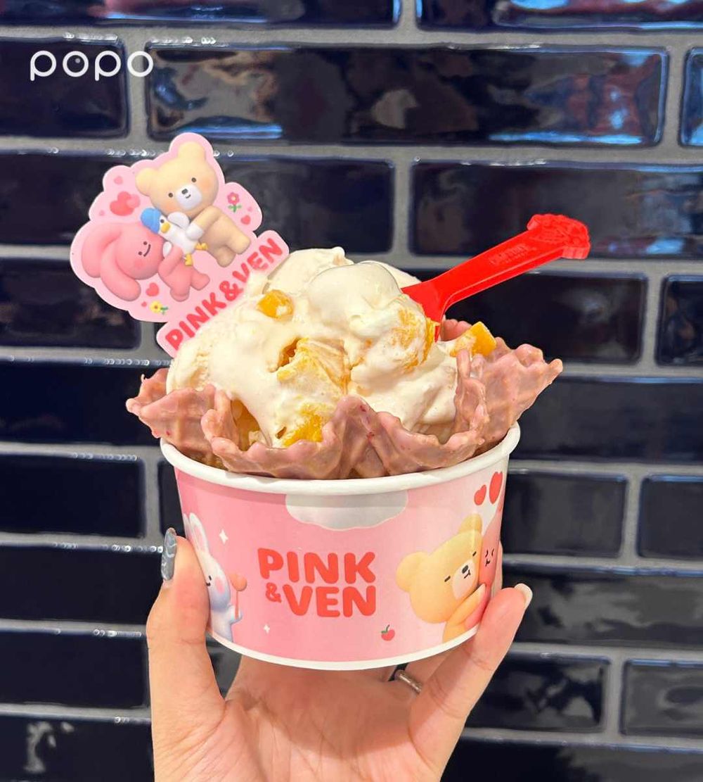 連三天買一送一！COLDSTONE聯名韓國PINK&VEN大耳兔熊熊包裝可愛瘋、聯名口味「桃芒密語」必吃！-6
