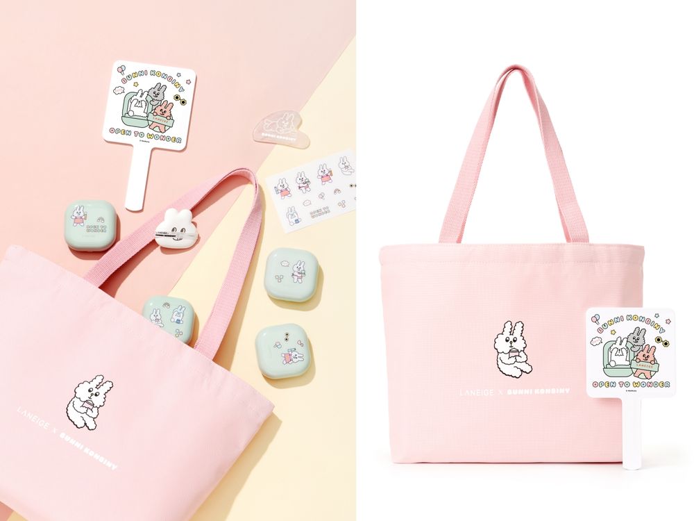 這波聯名可愛炸了！LANEIGE x BUNNI KONBINY「兔兔插畫」舒芙蕾氣墊粉撲、玉石刮痧板，兔控不收不行！-7