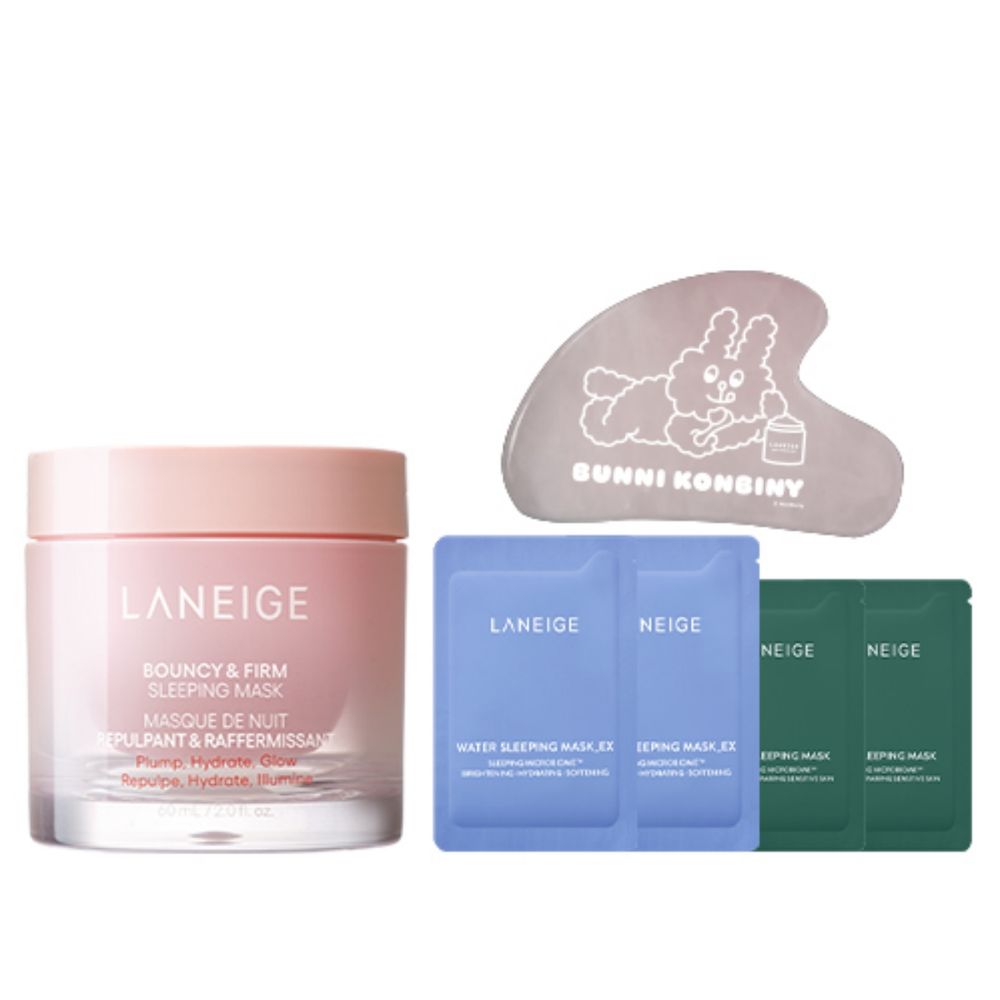 這波聯名可愛炸了！LANEIGE x BUNNI KONBINY「兔兔插畫」舒芙蕾氣墊粉撲、玉石刮痧板，兔控不收不行！-12