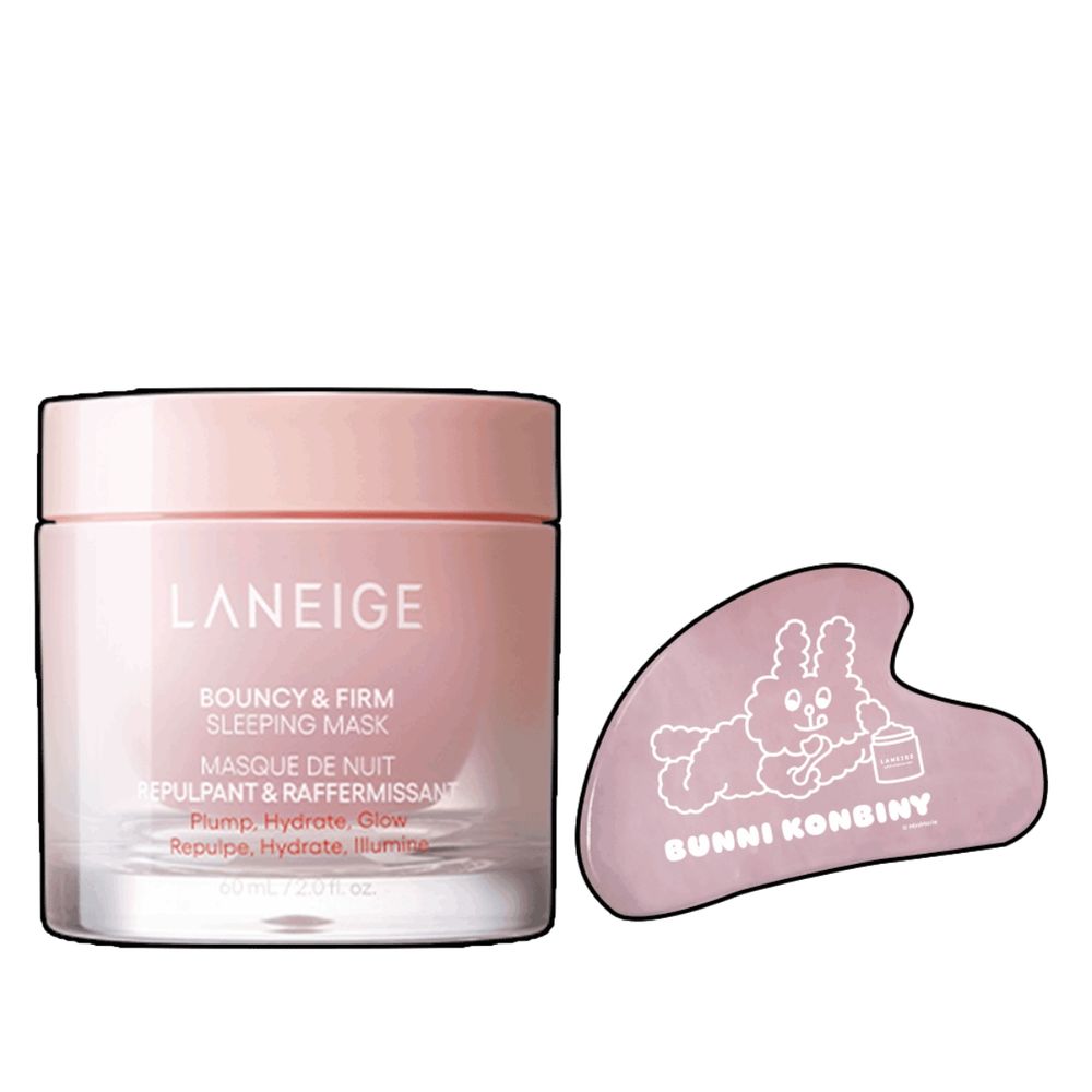 這波聯名可愛炸了！LANEIGE x BUNNI KONBINY「兔兔插畫」舒芙蕾氣墊粉撲、玉石刮痧板，兔控不收不行！-14