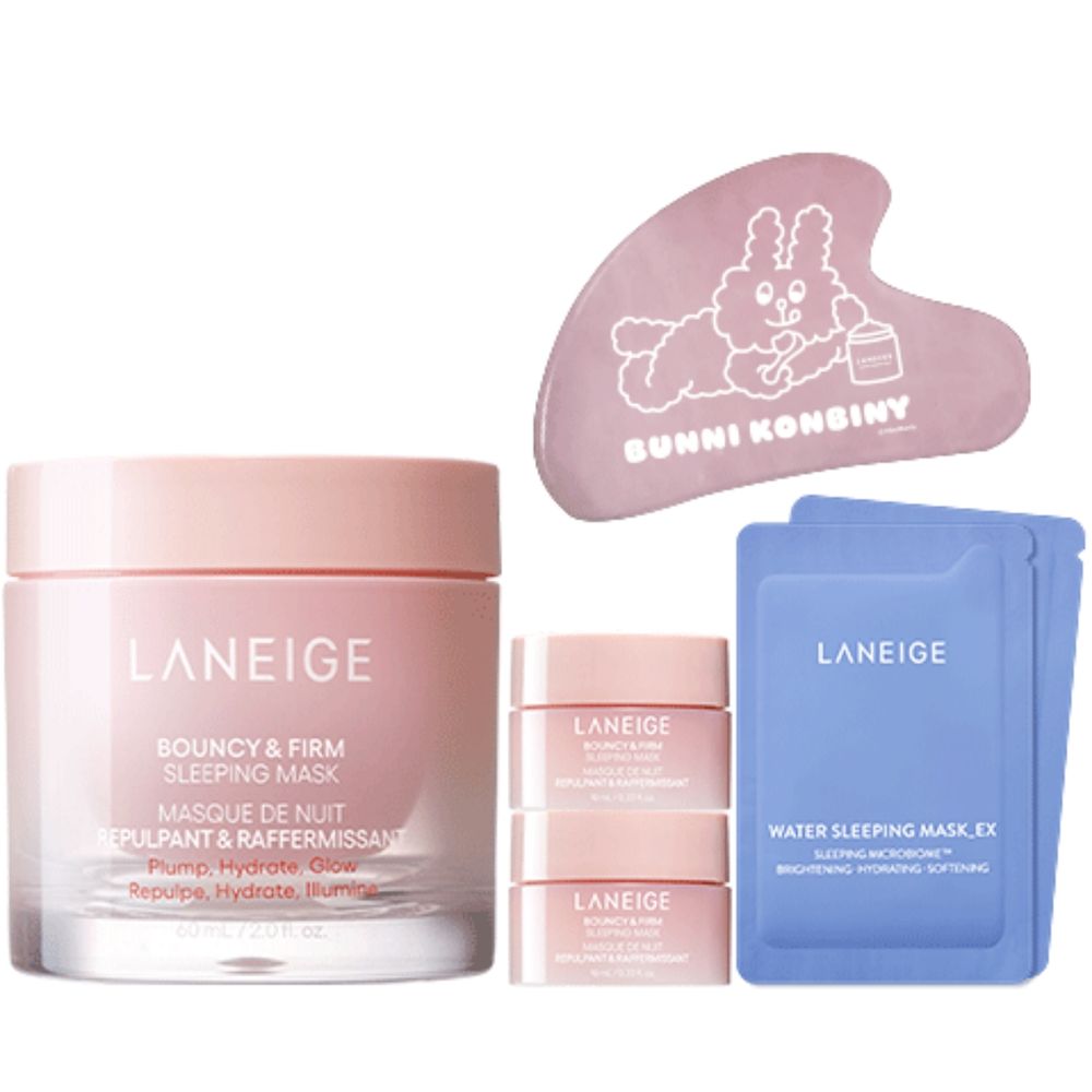 這波聯名可愛炸了！LANEIGE x BUNNI KONBINY「兔兔插畫」舒芙蕾氣墊粉撲、玉石刮痧板，兔控不收不行！-16