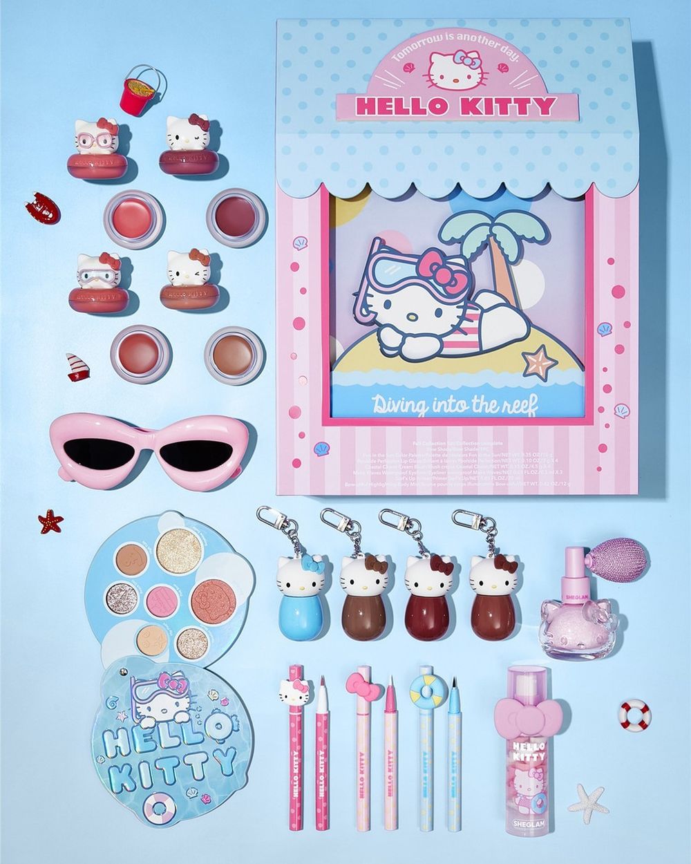  SHEGLAM x HELLO KITTY夏季海灘聯名彩妝！游泳圈凱蒂貓腮紅泥、鑰匙圈唇釉...，太可愛！-4
