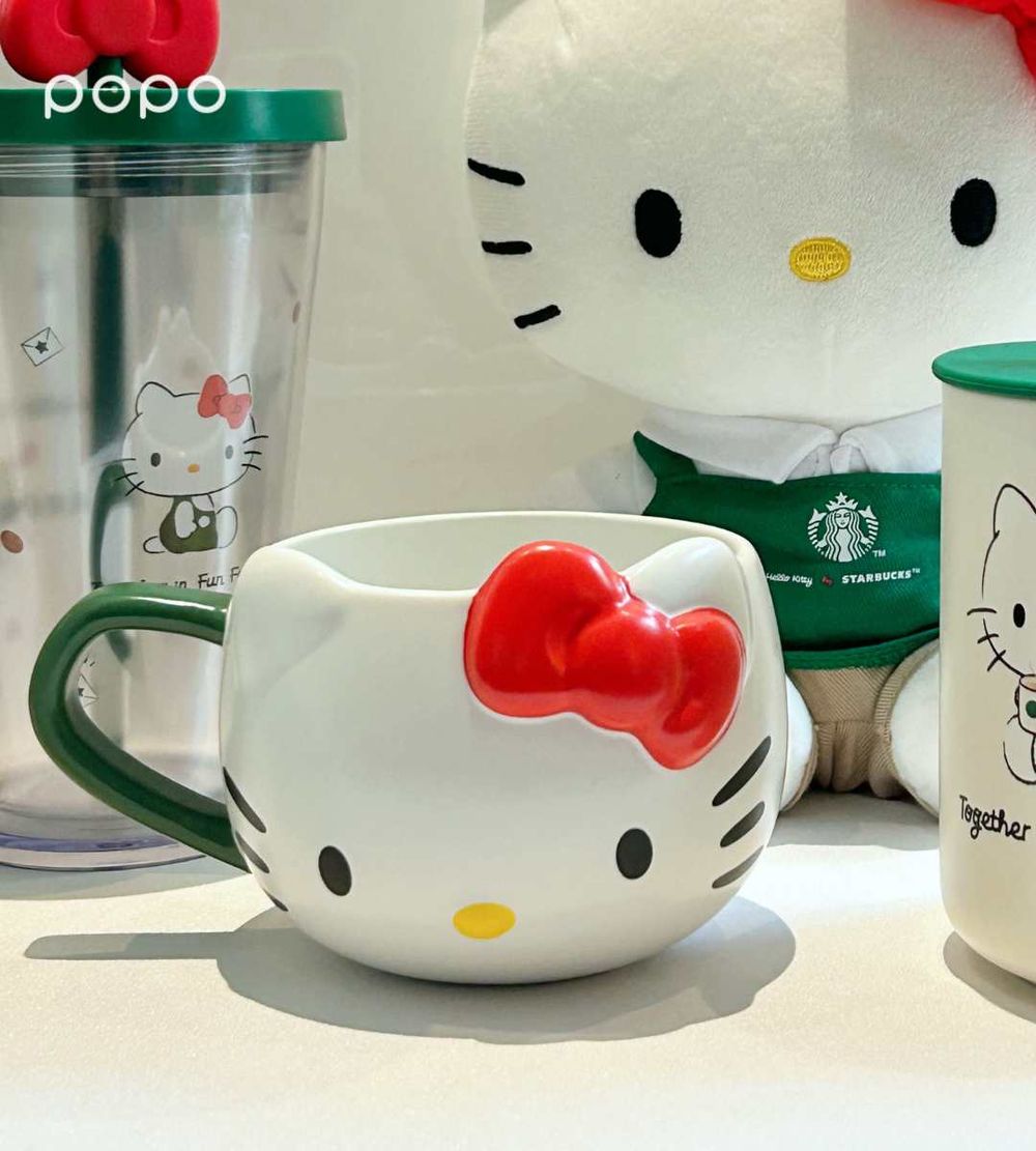 台灣也買得到！星巴克Hello Kitty「貓臉馬克杯、蝴蝶結水杯」這天開賣！滿額再送小熊杯緣子！-13