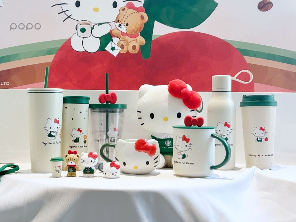 台灣也買得到！星巴克Hello Kitty「貓臉馬克杯、蝴蝶結水杯」這天開賣！滿額再送小熊杯緣子！-16