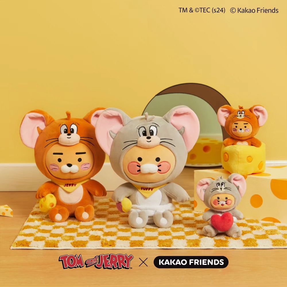Kakao Friends又和《湯姆貓與傑利鼠》聯名啦！傑利鼠萊恩玩偶、泰菲春植拖鞋萌炸必買！-12