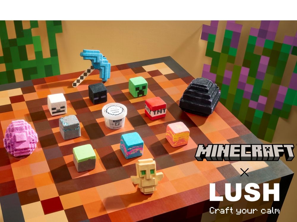 LUSH攜手「史上最暢銷遊戲」Minecraft，鑽石鎬、終界龍蛋走入現實，遊戲裡也可以使用汽泡彈？！-9