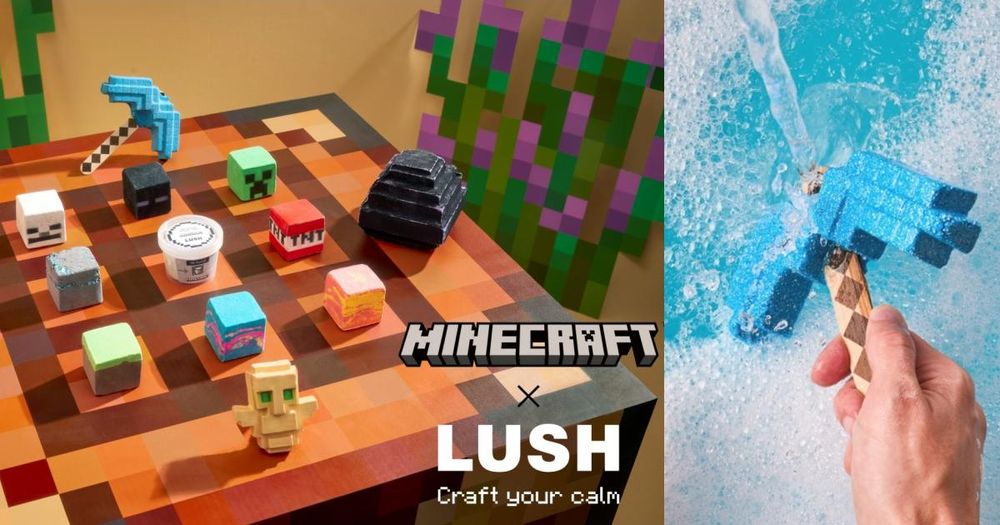 LUSH攜手「史上最暢銷遊戲」Minecraft，鑽石鎬、終界龍蛋走入現實，遊戲裡也可以使用汽泡彈？！-1
