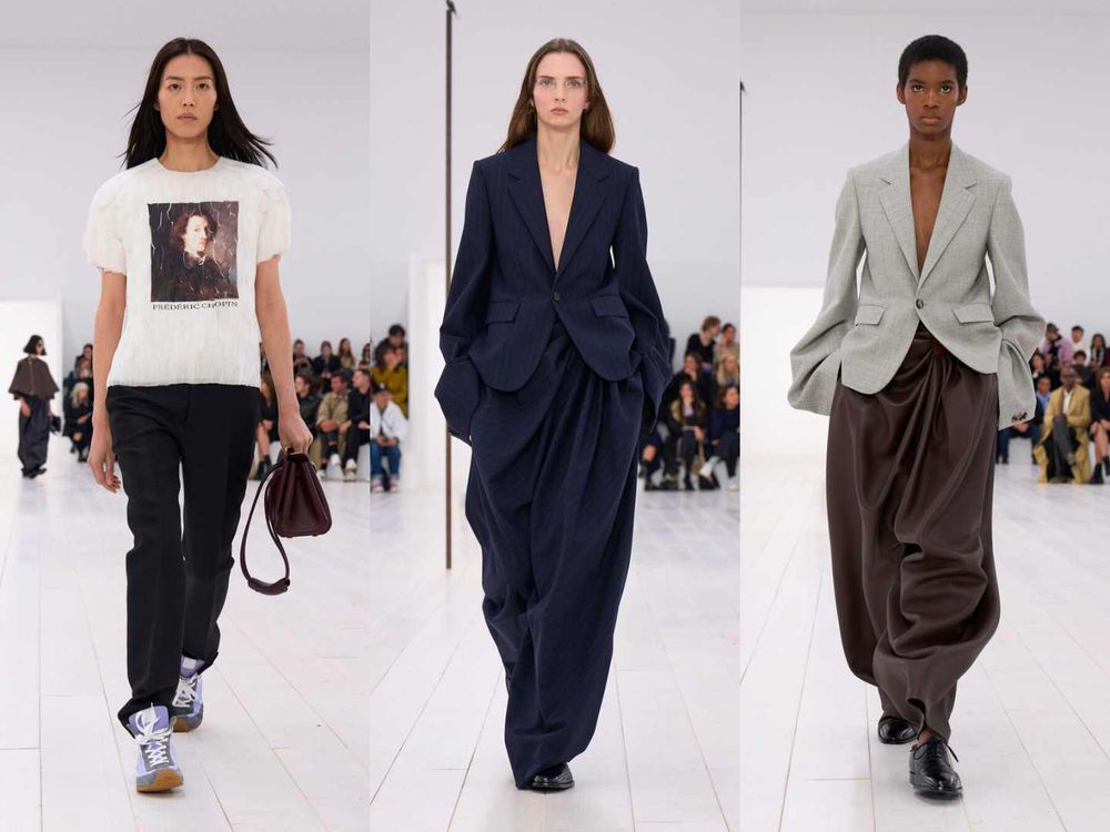 沒有王淨駕馭不了的衣服！LOEWE巴黎大秀「廓形西裝＋燈籠褲」化身企業女霸總，太適合淨寶了！-6