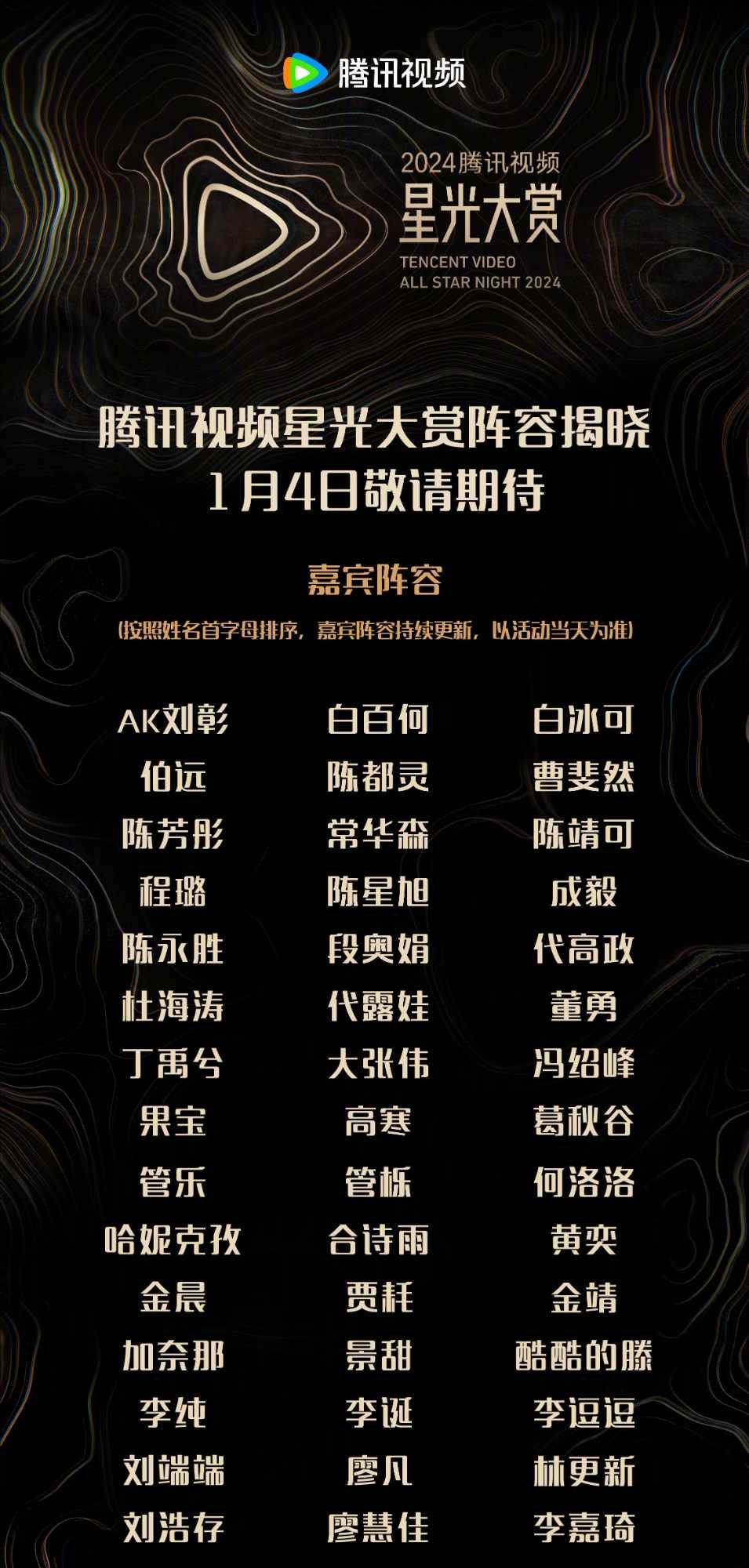 2024騰訊視頻星光大賞完整出席名單！虞書欣合體丁禹兮放閃，李昀銳孟子義宛如婚禮現場，田曦薇撲抱王鶴棣！-12