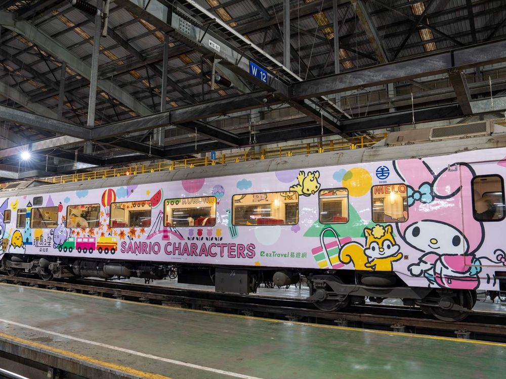 環島之星三麗鷗主題列車來了！超Q美樂蒂粉紅車身、酷洛米、布丁狗彩繪車廂必打卡亮點一次看！-3