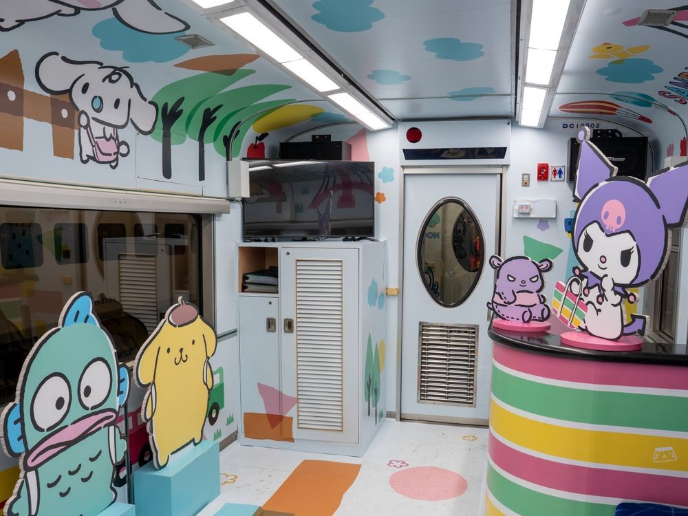 環島之星三麗鷗主題列車來了！超Q美樂蒂粉紅車身、酷洛米、布丁狗彩繪車廂必打卡亮點一次看！-5