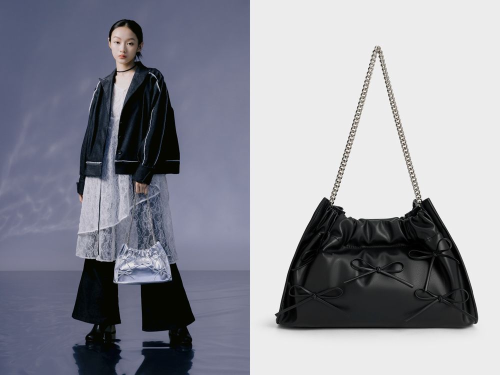 小CK秋冬新包太犯規！Y3K美學「銀色蝴蝶結」流浪包、真的誰揹誰好看！-7