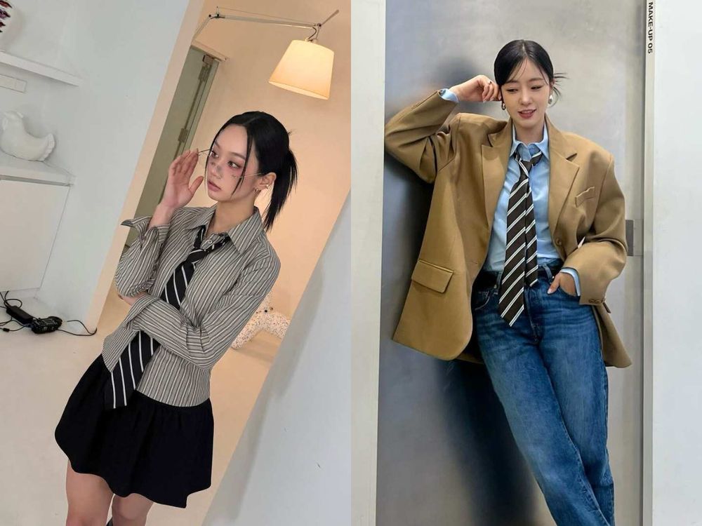 擺脫普感！2025最新七招「春夏襯衫穿搭」技巧！路上韓國女生都搭傘裙、領帶？！-2