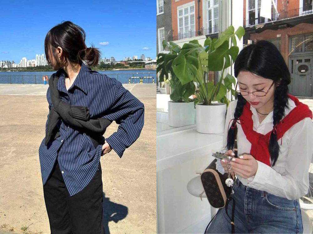 擺脫普感！2025最新七招「春夏襯衫穿搭」技巧！路上韓國女生都搭傘裙、領帶？！-7