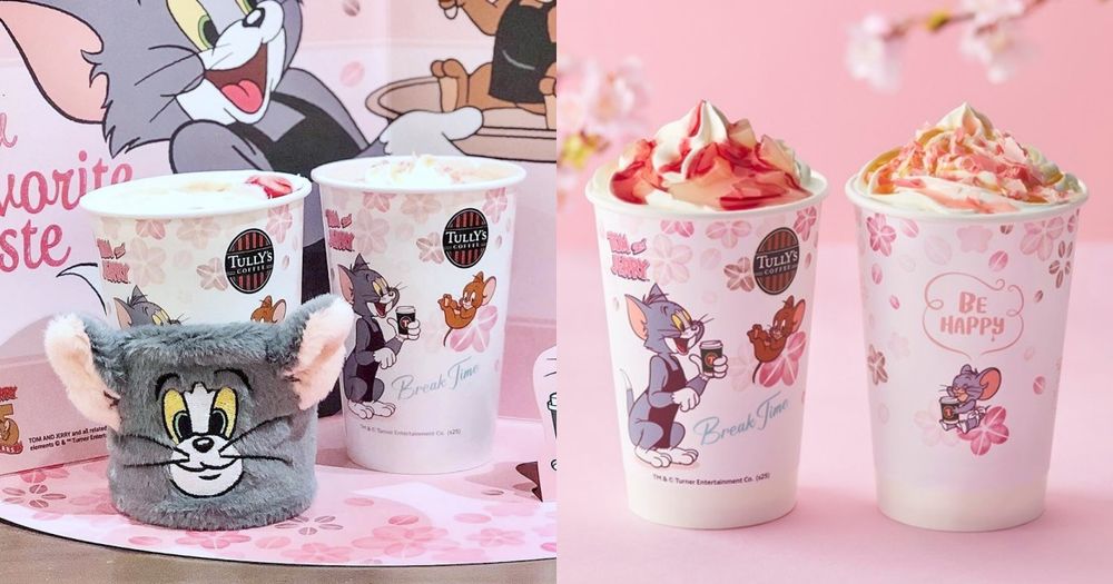 日本Tully's Coffee跟湯姆貓與傑利鼠聯名了！Q翻大臉絨毛杯套、限定必喝櫻花奶油拿鐵都好誘人！-1