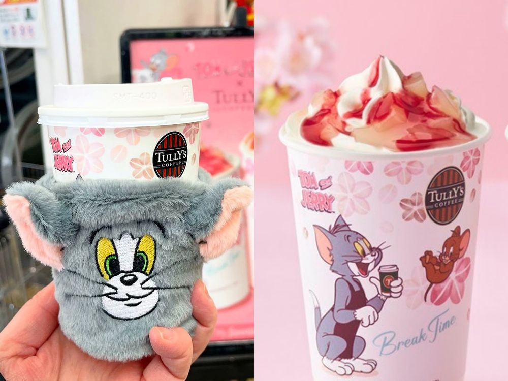 日本Tully's Coffee跟湯姆貓與傑利鼠聯名了！Q翻大臉絨毛杯套、限定必喝櫻花奶油拿鐵都好誘人！-13