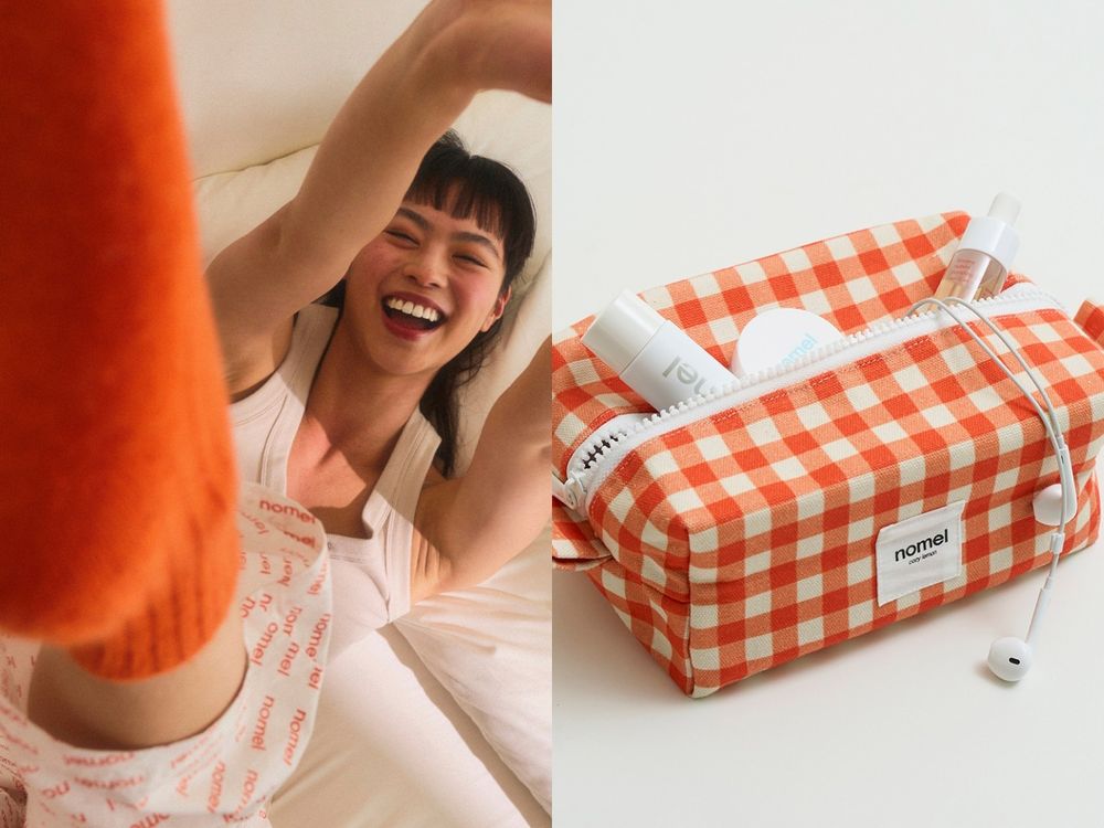 SEPHORA首家台灣美妝品牌！nomel全新生活支線「cozy lemon」大安門市慵懶上市，胖胖格紋化妝包必收！-7