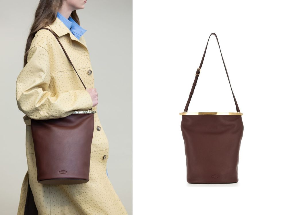 TOD’S春夏新包根本通勤包天堂！「酒紅金條水桶包」低奢大容量、死忠粉絲都買超實用籃子包！-5