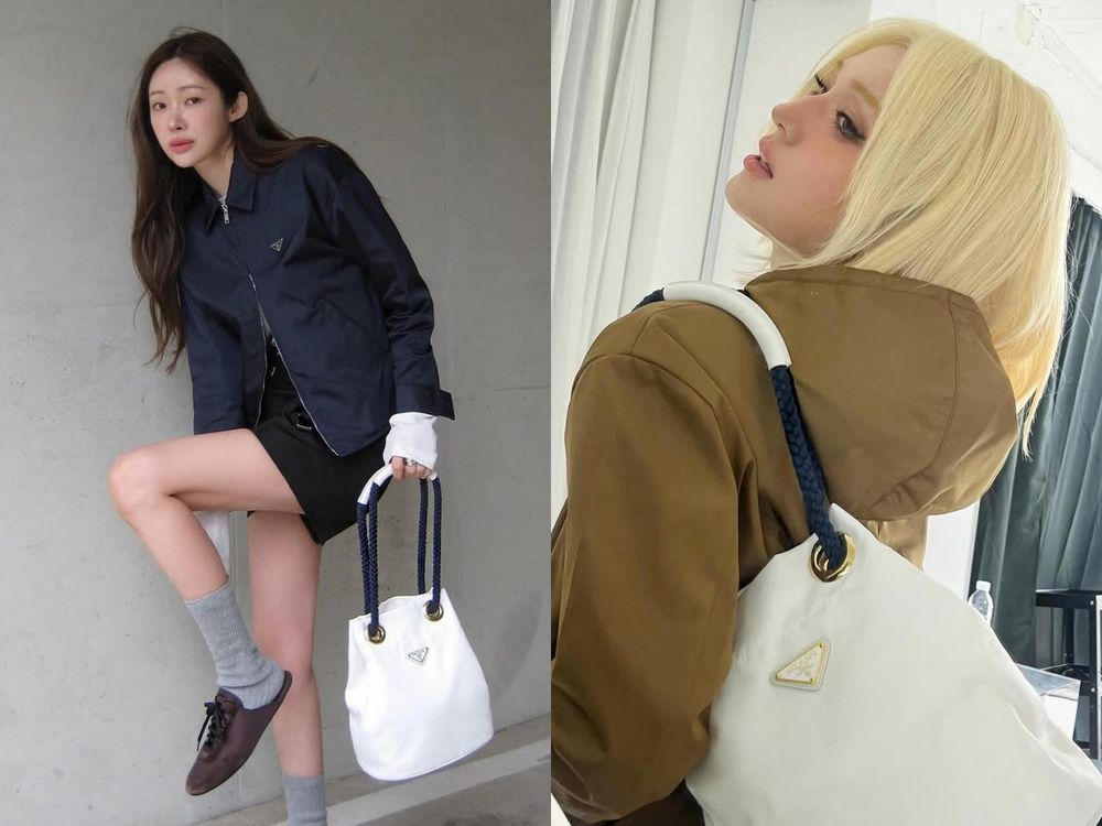 PRADA兩大爆款預測！最新「抽繩尼龍包、櫻花粉薄底鞋」Karina、Sana撞包也要揹！-6