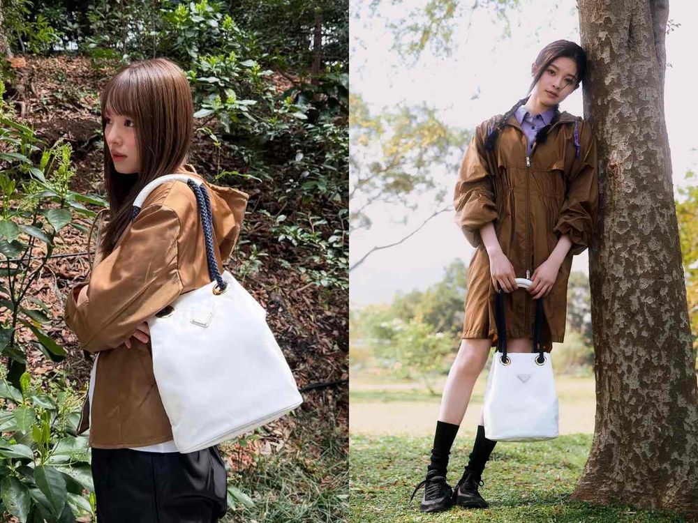 PRADA兩大爆款預測！最新「抽繩尼龍包、櫻花粉薄底鞋」Karina、Sana撞包也要揹！-12